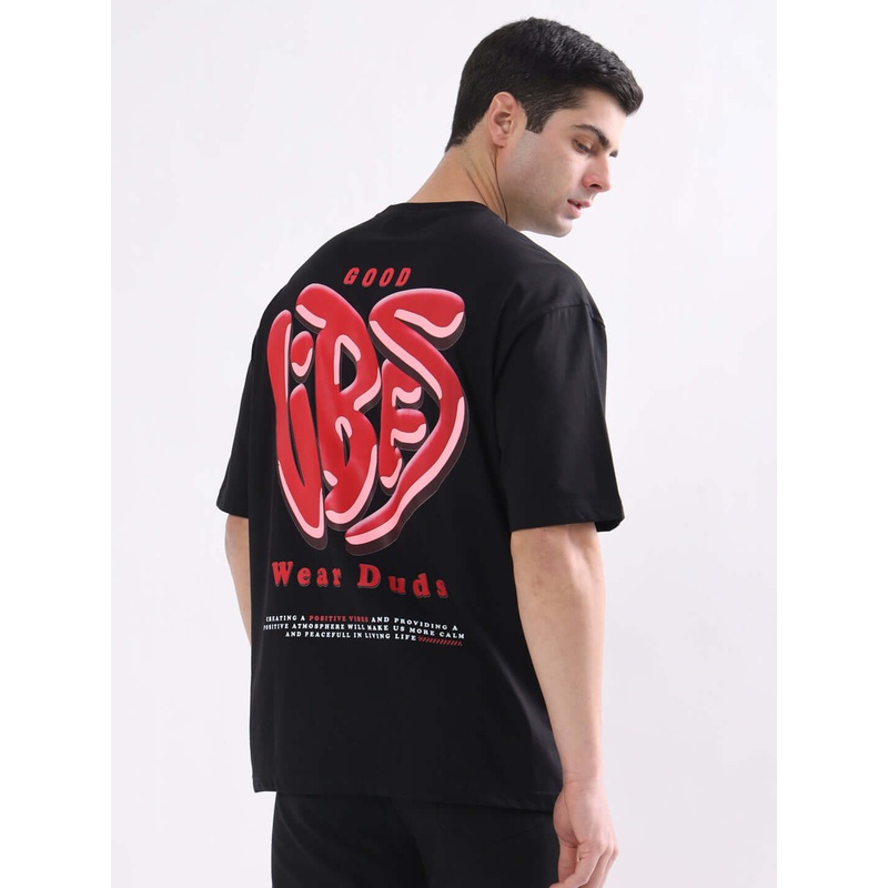 GOOD VIBES OVER-SIZED T-SHIRT BLACK XS