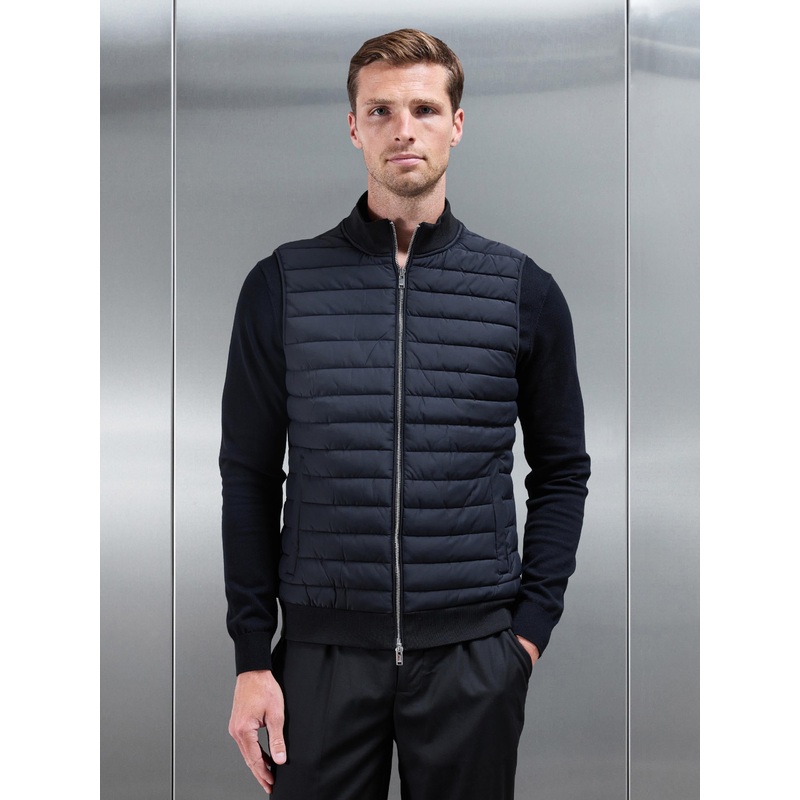 Hybrid Quilted Gilet in Black XS Black