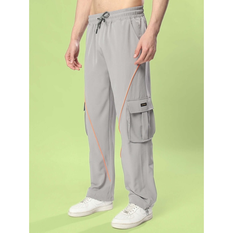 HYPEBEAST CARGO PANTS GREY WITH NEON ORANGE XS
