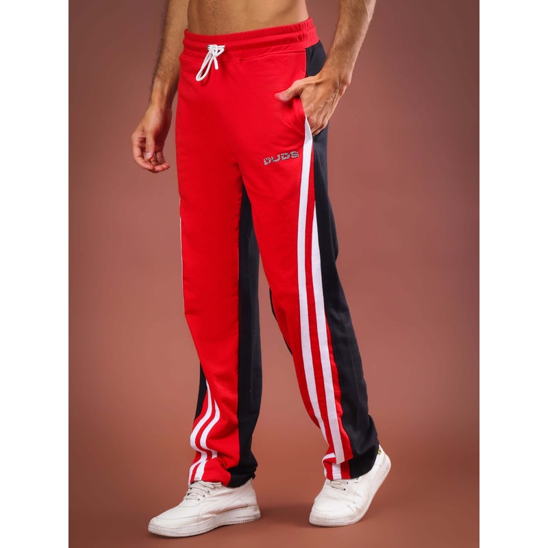 SKATER KOREAN BAGGY JOGGERS RED BLACK XS