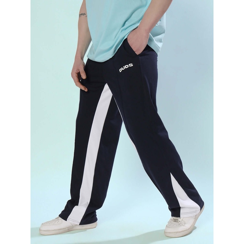 FLOPPY FLARED CONTRAST JOGGERS NAVY BLUE XS