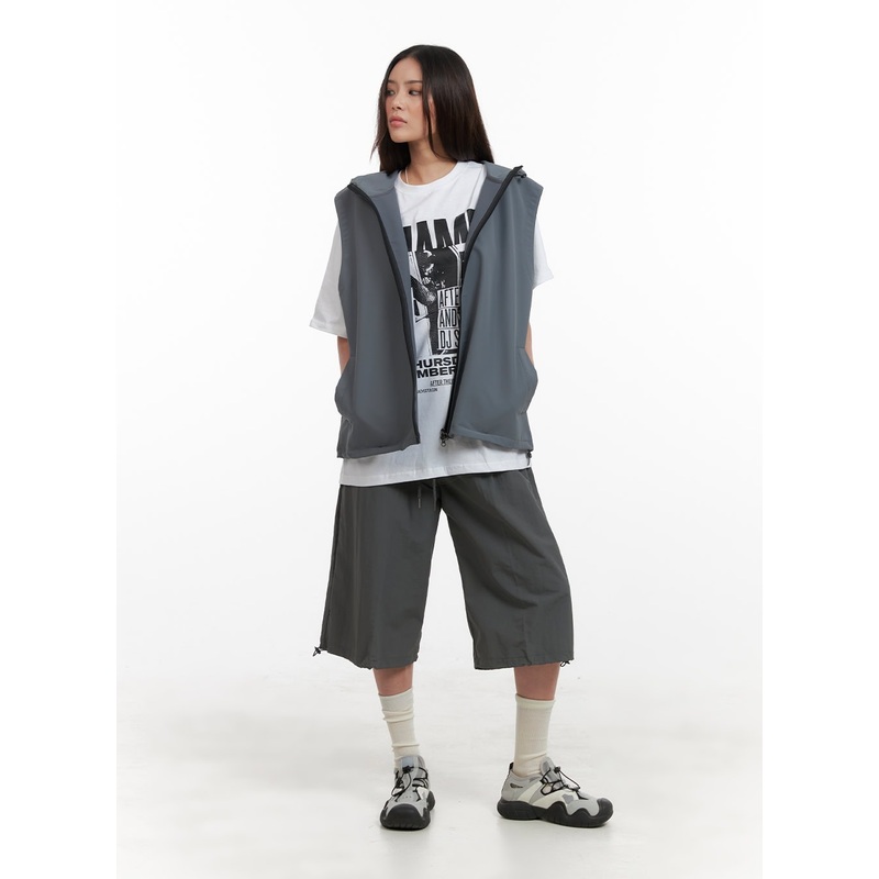 String-Banded Nylon Pants CA430 Dark gray S/M