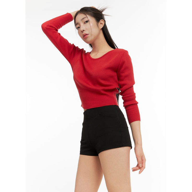 Classic Round Neck Sweater OA429 Red S/M