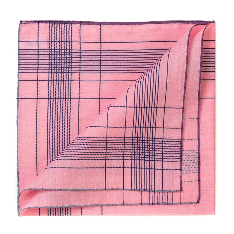 Pink Patterned Handkerchief “Harlan” made of Cotton – hand-rolled