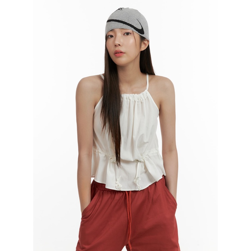 Rib Drawstring Cami Top OA429 White S/M