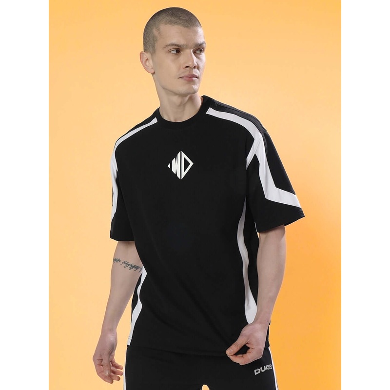 RUGBY PREMIUM OVER-SIZED T-SHIRT BLACK WHITE XS