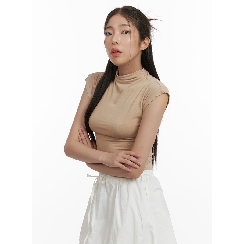 Turtle-Neck Slim Fit Top OA429 Beige S/M