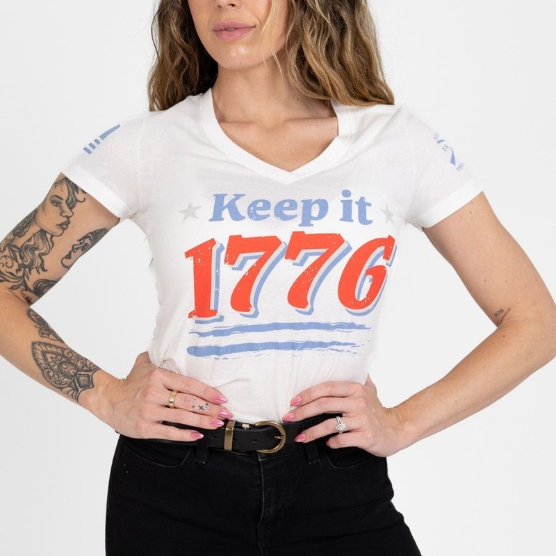 Women’s Keep It 1776 V-Neck – White Small
