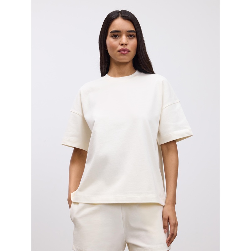 Womens Brushed Relaxed T-Shirt in Ecru XXS (4) Ecru