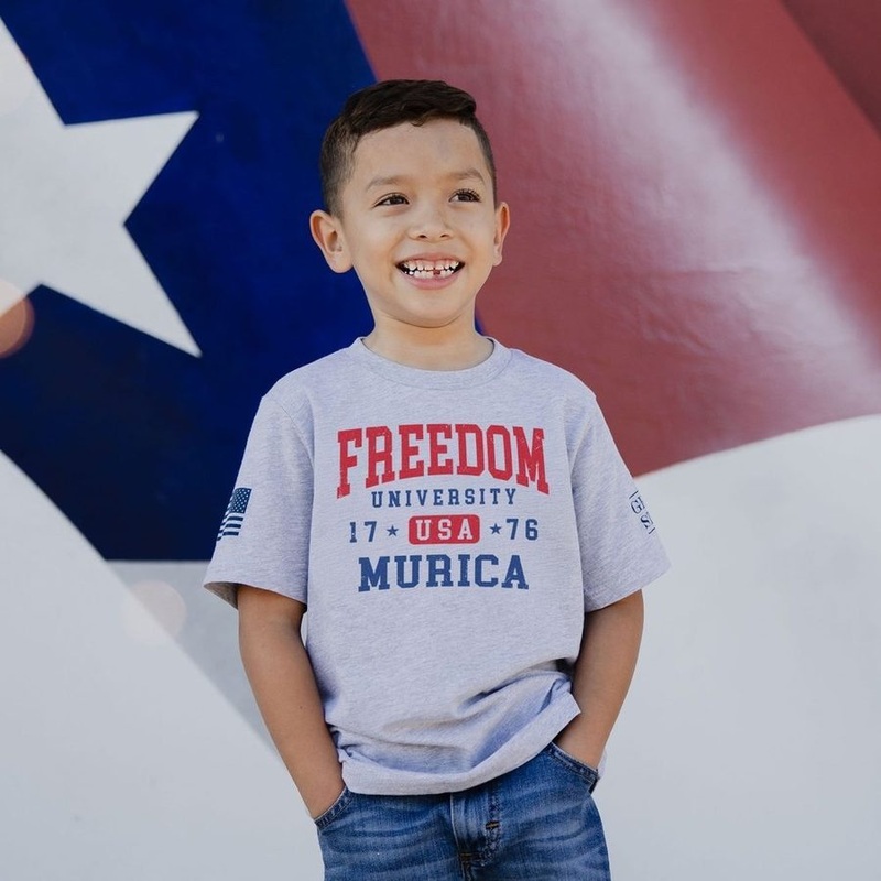 Youth Freedom University T-Shirt – Heather Gray Small