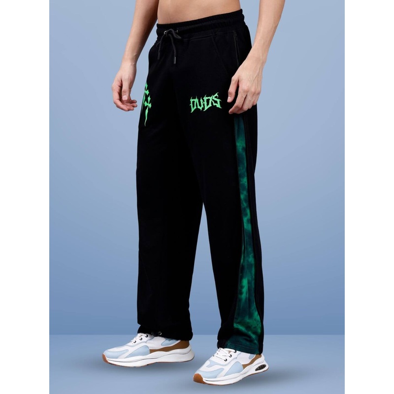 ZIPPER PANEL COTTON JOGGERS GREEN XS