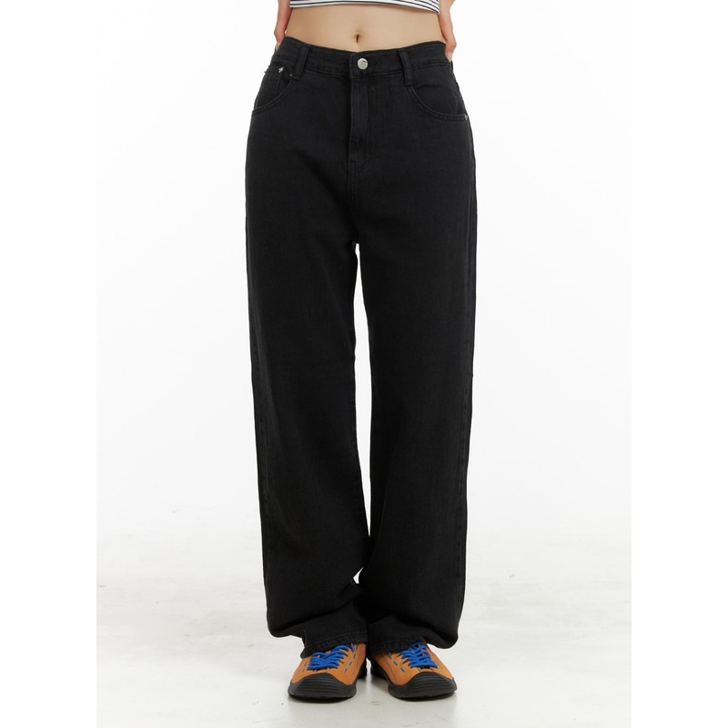 Basic Straight Leg Pants OA423 Black S