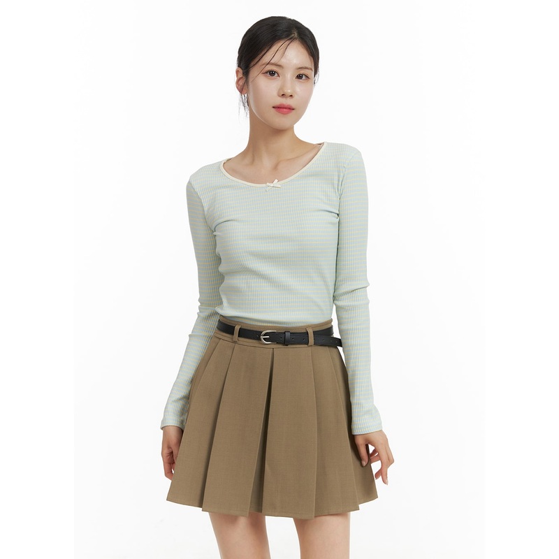 Ribbon Stripe Long Sleeve Top OA423 Light blue S/M