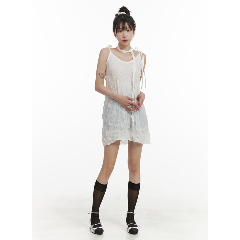 Sheer Sweetheart Strap Mini Dress OA426 White S/M