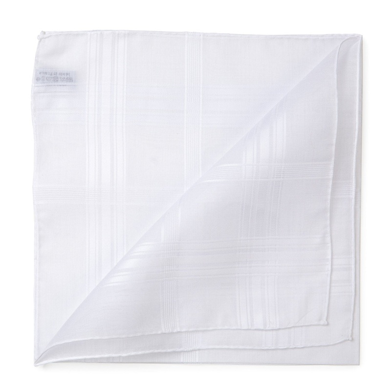 White Patterned Handkerchief “Renaissance” made of Cotton – hand-rolled