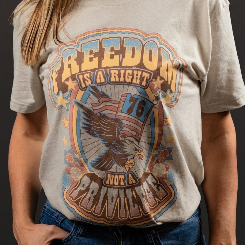 Women’s Freedom Is A Right Boyfriend Fit T-Shirt -Sand Small