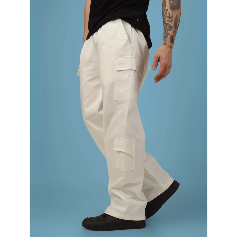 6 POCKET COTTON TWILL CARGO PANT WHITE XS