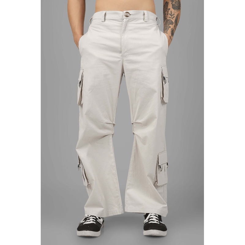 ARCADIA WHITE 6 POCKET CARGO PANTS WITH BUCKLE REFLECTOR XS