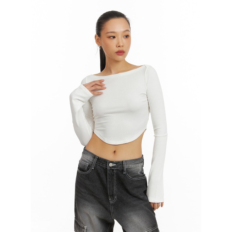 Boat Neck Crop Tee IA417 White S/M