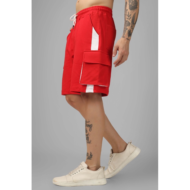 CONTRA REGULAR FIT CARGO SHORTS RED WHITE XS