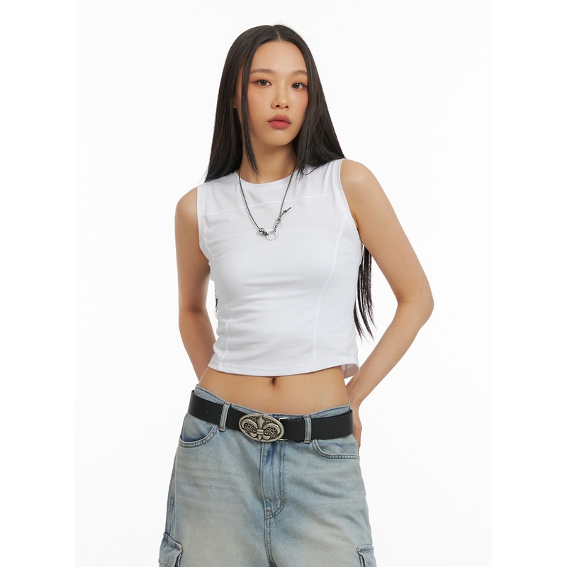 Crop Sleeveless Top IA417 White S/M