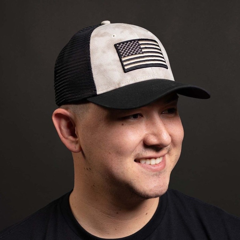 Embroidered American Flag Mesh Hat – Sand Wash