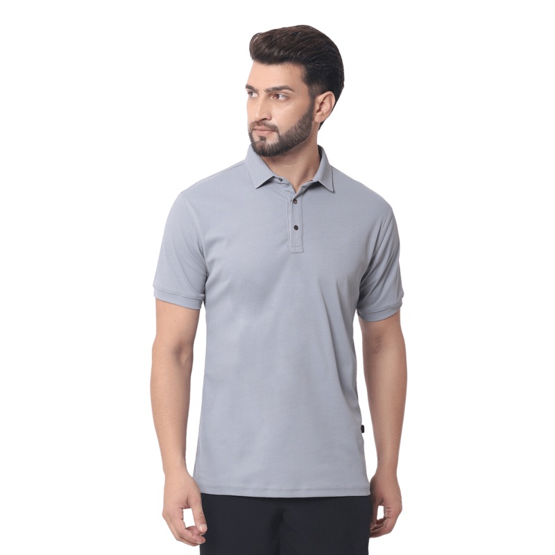 GRAINED POLO NECK WRINKLE FREE T-SHIRT XS