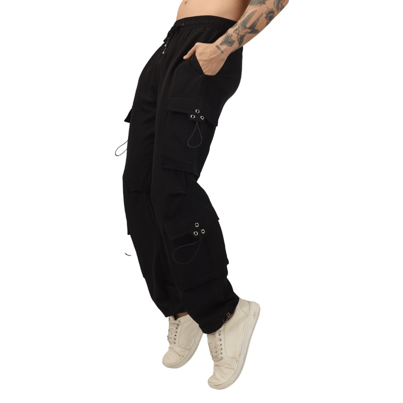 PARACHUTE CARGO MULTI POCKET PANTS BLACK XS