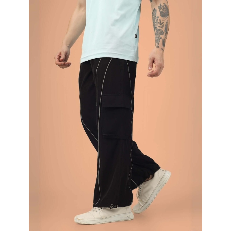 RAY REFLECTOR PARACHUTE CARGO PANTS BLACK XS