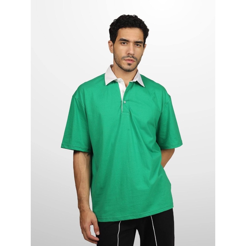 SAGOL POLO OVERSIZED POLO T-SHIRT GREEN XS