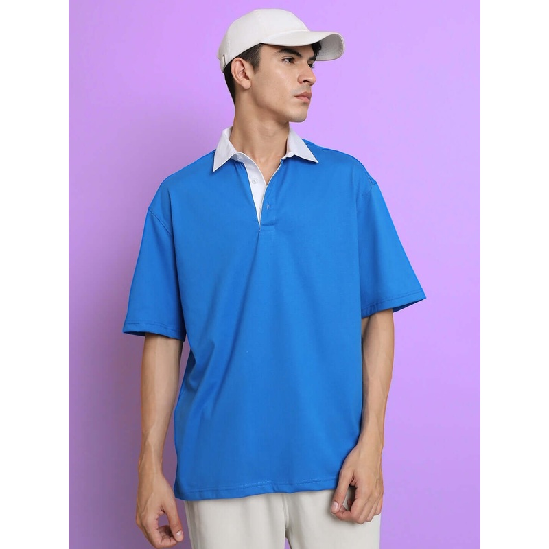 SAGOL POLO OVERSIZED POLO T-SHIRT ROYAL BLUE XS