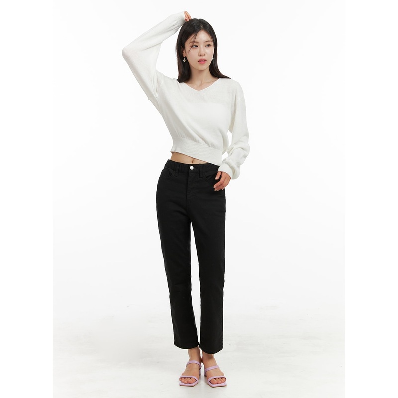Straight Fit Cropped Pants OA419 Black S