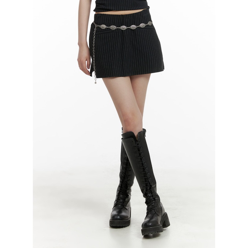 Striped Mini Skort CA422 Black S/M