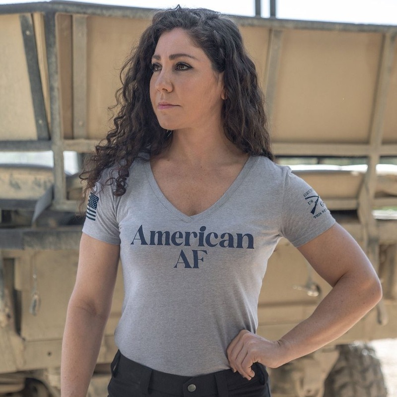 Women’s American AF V-Neck T-Shirt – Heather Gray Small