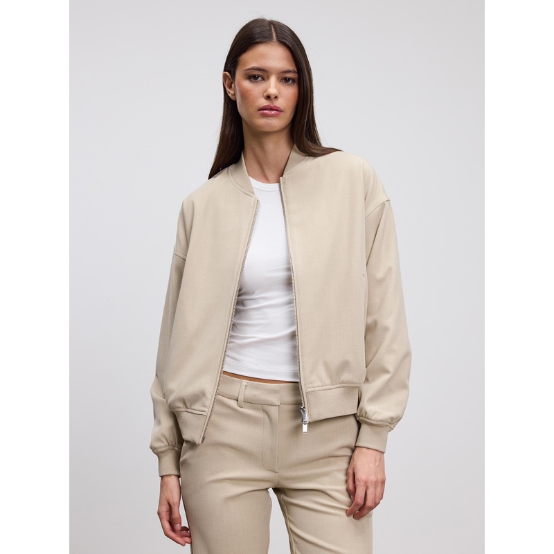 Womens Smart Bomber Jacket in Stone XXS (4) Stone Smart