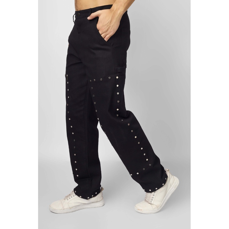 7 POCKET MULTI METAL STUD BUTTON PANTS XS