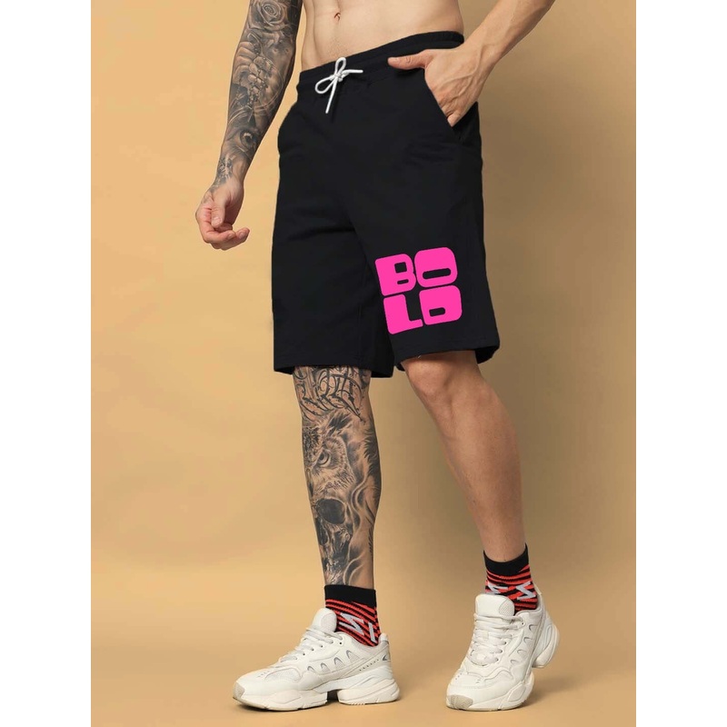BOLD REGULAR FIT COTTON SHORTS BLACK XS