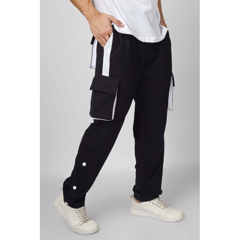 BRACKET CARGO PANT BLACK WHITE HIGHLIGHTER XS