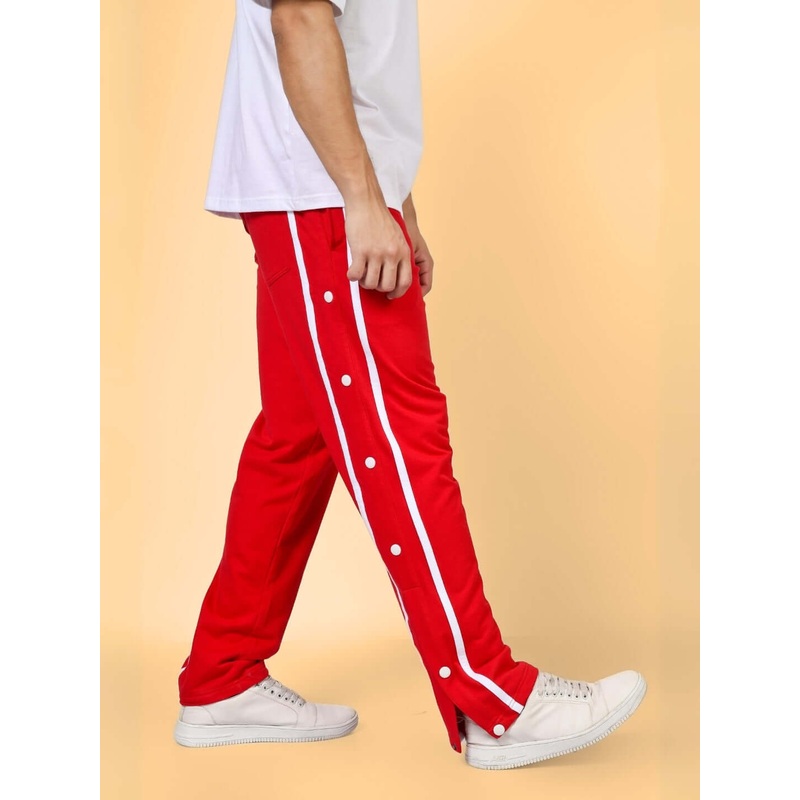 CONTRAST PANEL COTTON JOGGERS RED XS