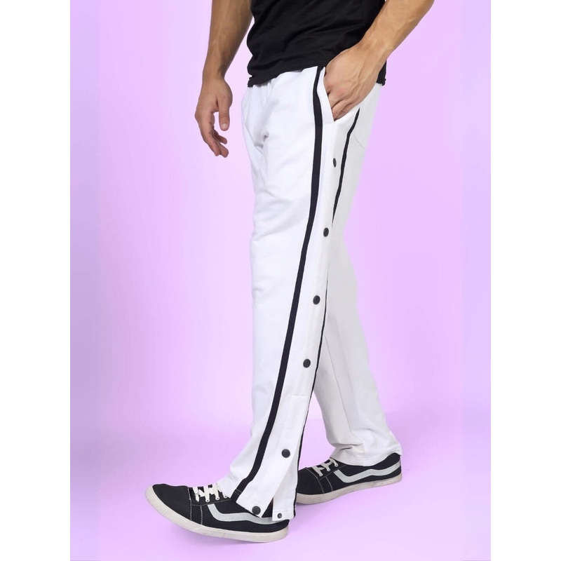 CONTRAST PANEL JOGGERS COTTON WHITE XS