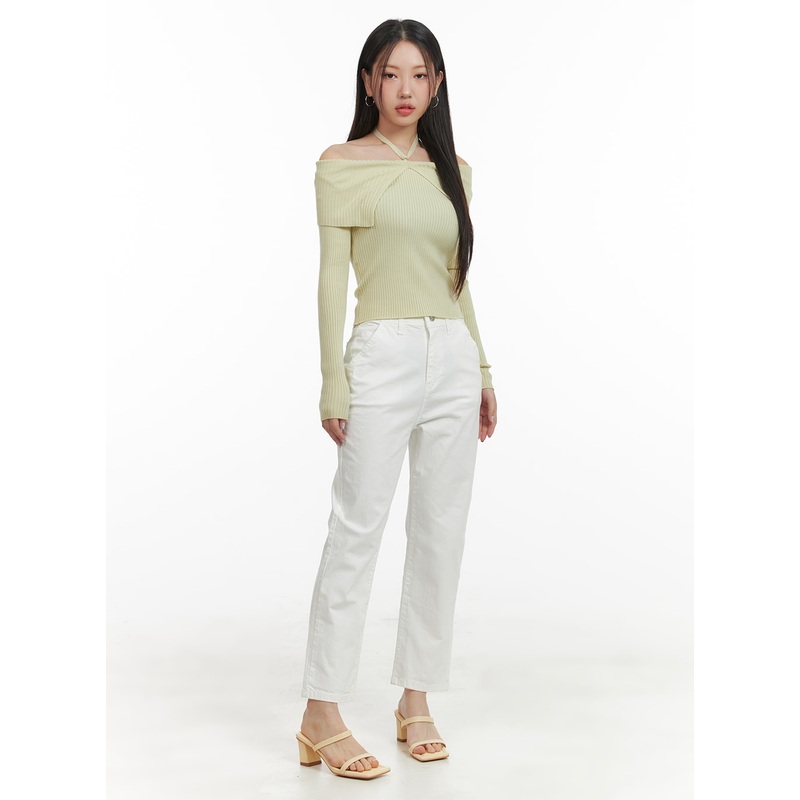 Cropped Straight Fit Pants OA415 White S