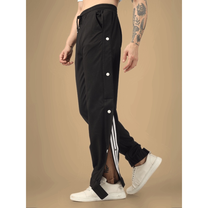 HIP HOP JOGGERS SIDE BUTTON BLACK XS