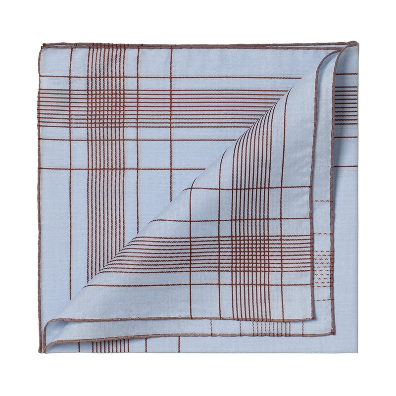 Light Blue Patterned Handkerchief “Harlan” made of Cotton – hand-rolled