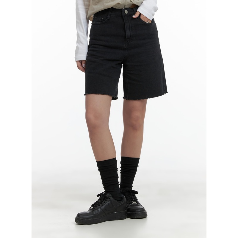 Raw-Cut Wide Fit Shorts CA415 Black S