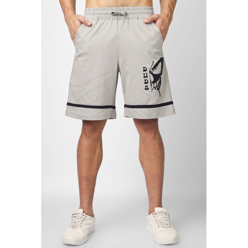 SKULL BUTTERFLY REGULAR FIT SHORTS GREY XS