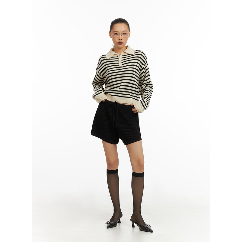 String Knit Shorts IA417 Black S/M