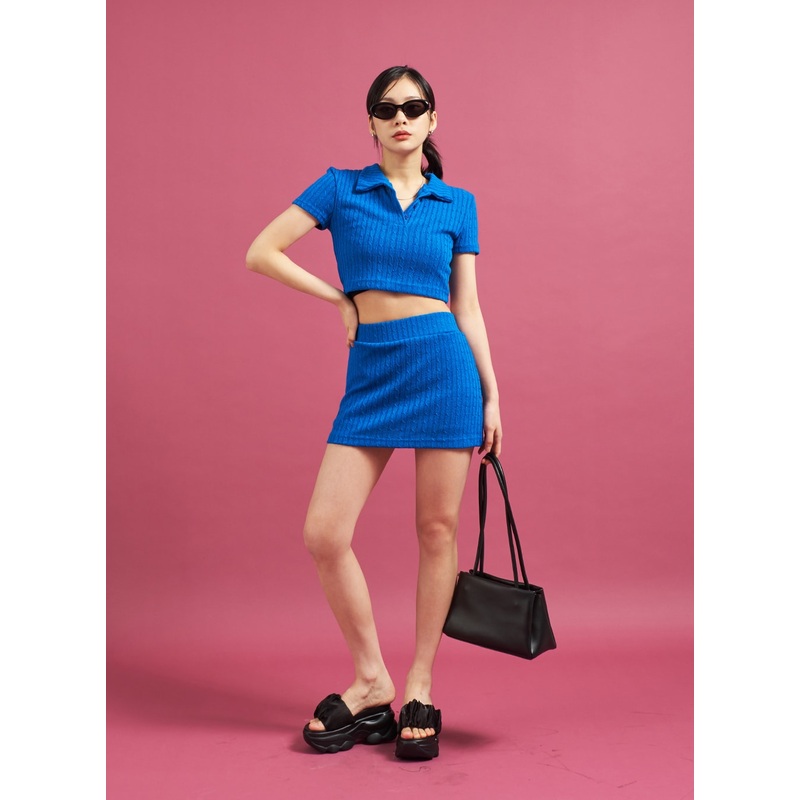 Twist Knit Mini Skirt CJ28 Beige S