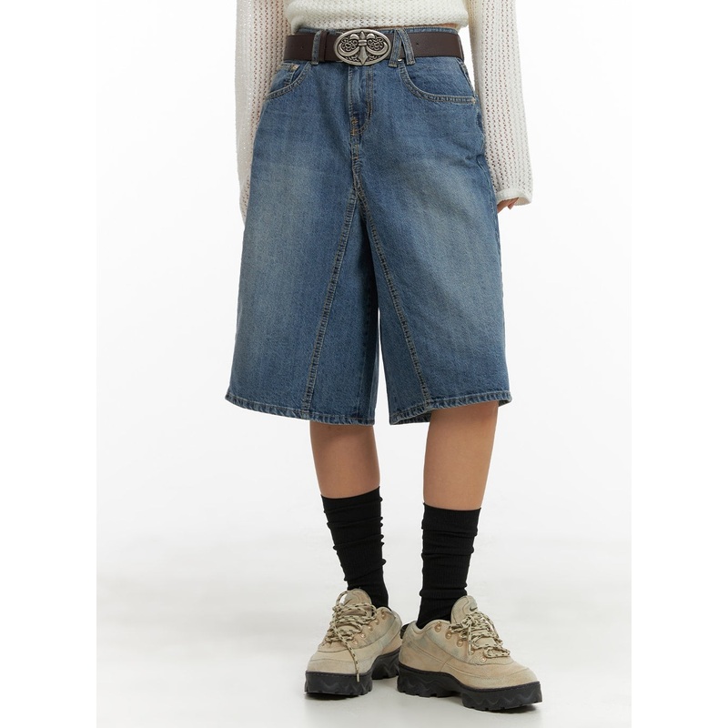 Vintage Washed Wide Leg Jorts CA415 Blue S