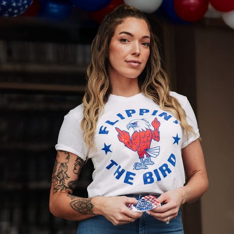 Women’s Flippin’ The Bird Boyfriend Fit T-Shirt – White Small