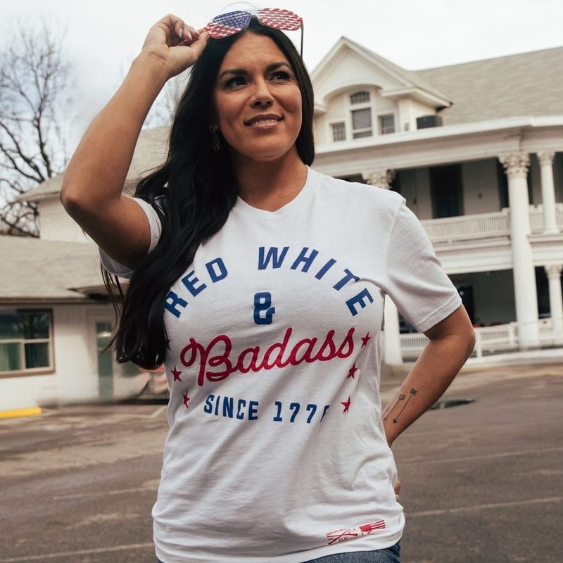 Women’s Red, White & Badass Boyfriend Fit T-Shirt – White Small